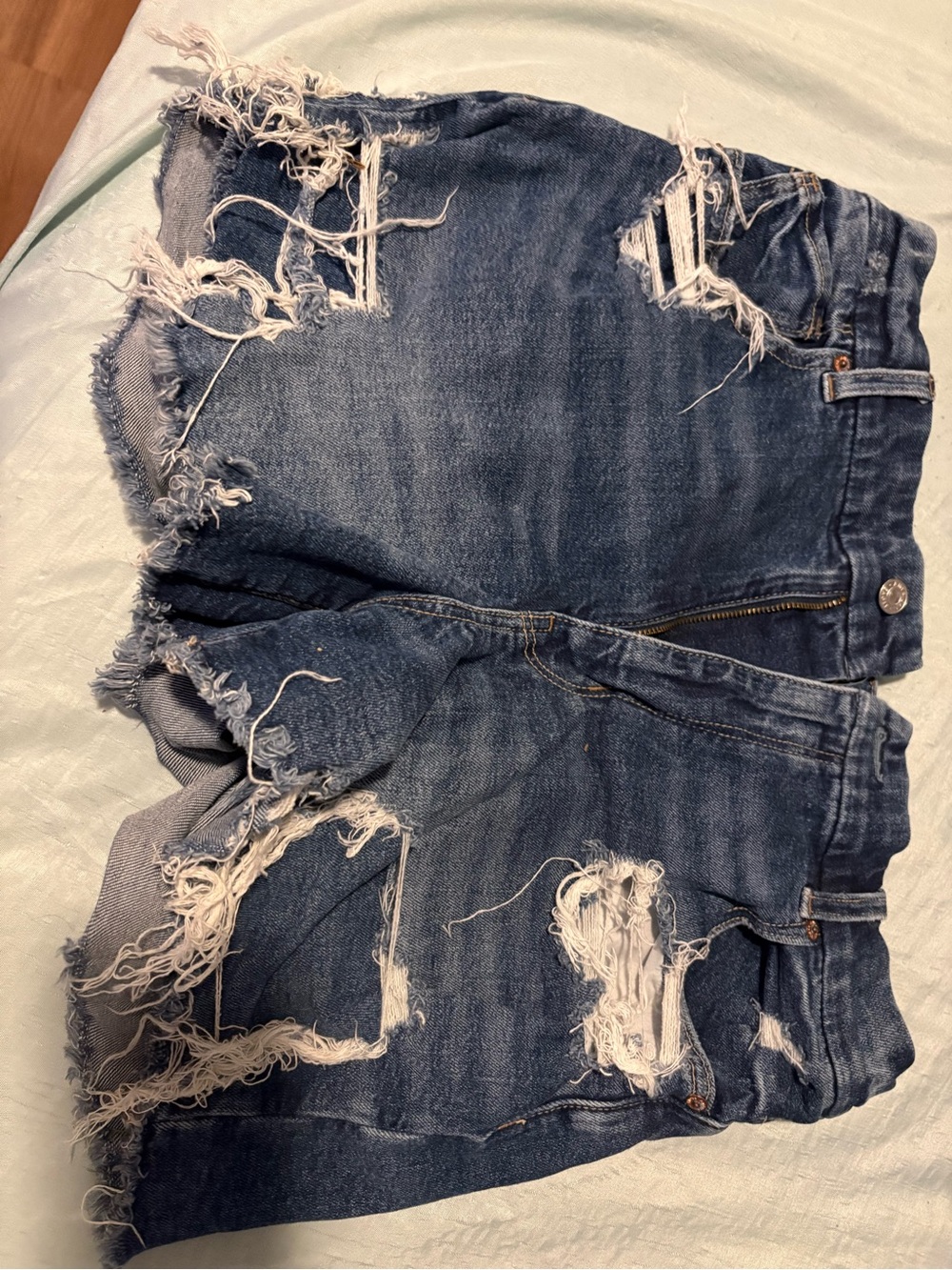 American Eagle Outfitters Distressed Dark Blue Denim Jean Shorts